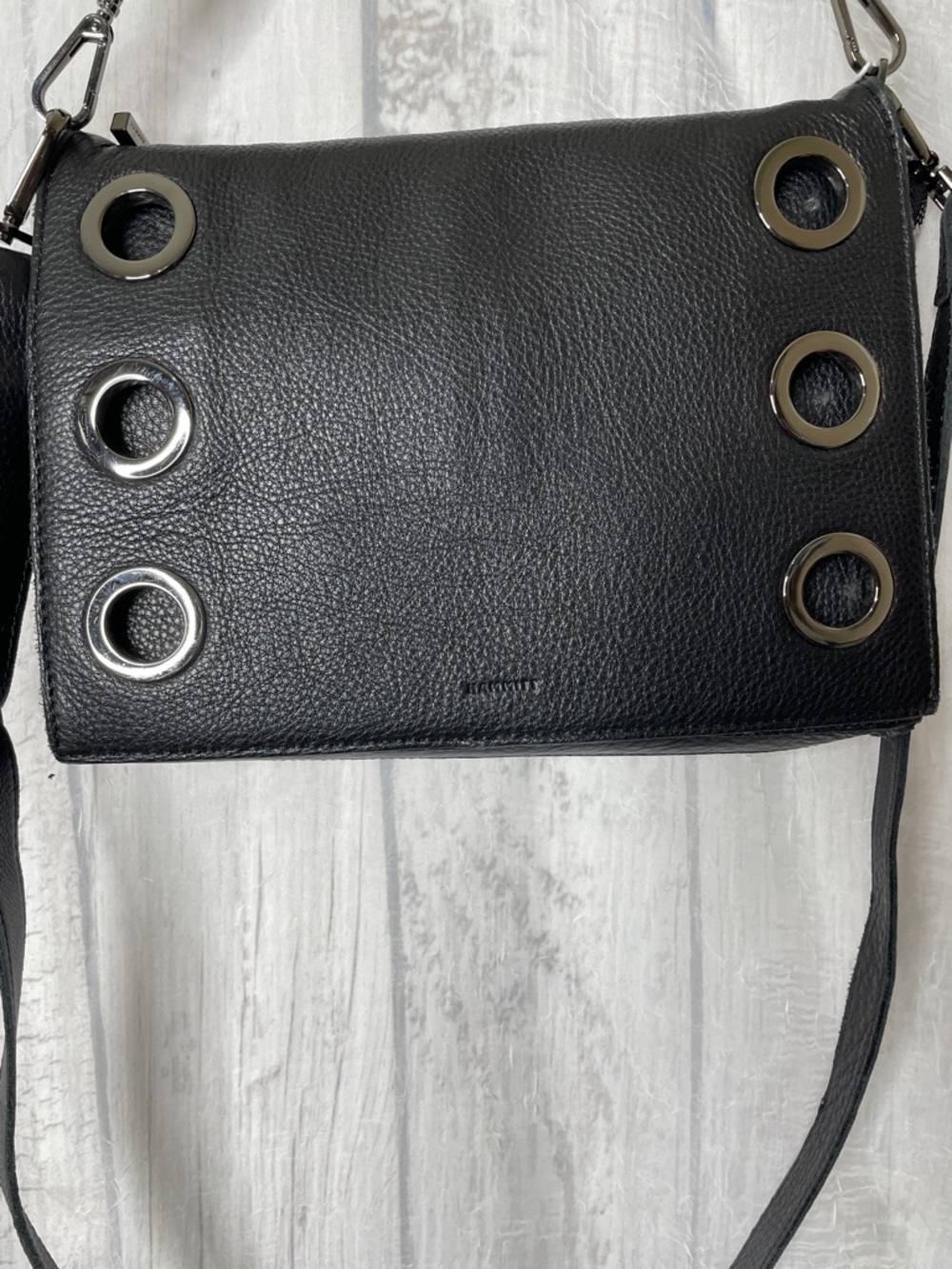 Hammitt Montana Clutch. Leather Crossbody with Gunmetal Studs